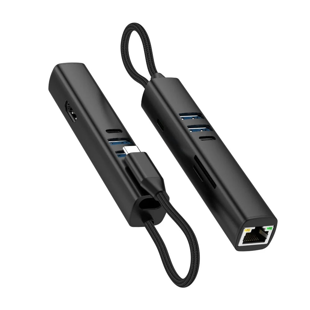 TYS-8HD Type-C to HDTV 8-in-1 USB-C Hub 5Gbps 100W PD 4K HD Docking Station Multi-Port Adapter for Laptop - Black - 1