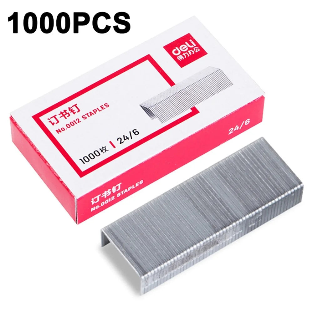 DELI 0012 1000Pcs / Box 24 / 6 Standard Staples Rust-Resistant High-Strength Steel Staples - 1