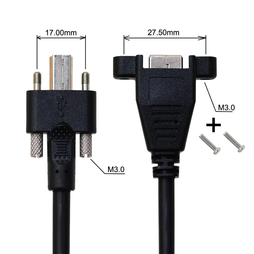U3-007-0.5M Dual Thumbscrews USB 3.0 Back Panel Mount B Male to Female B Type Extension Cable 0.5m - 2