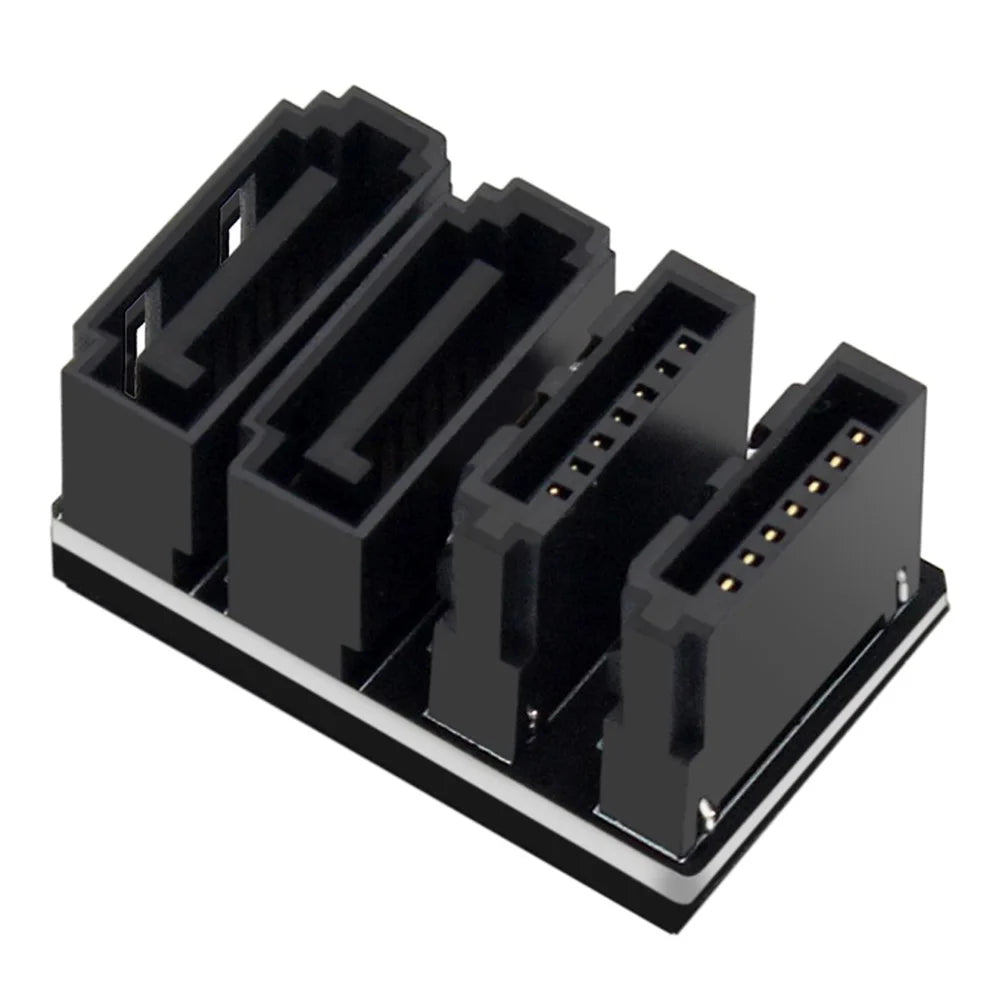 SA-041 360 Degree Angled Dual SATA 7Pin Female to 7Pin Male Adapter Low Profile for Desktops SSD HDD Mainboard Motherboard - 1