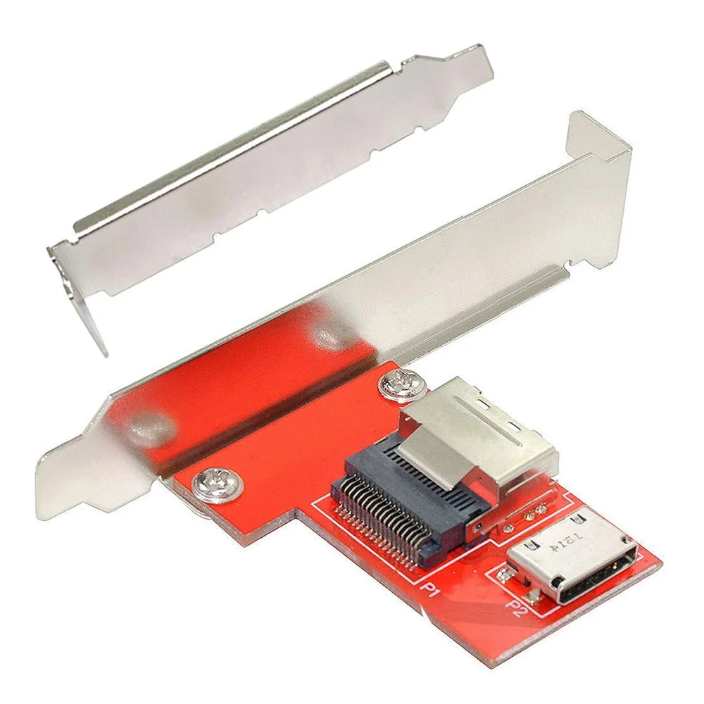 SF-041 PCI-Express 4.0 Mini SAS SFF-8087 to Oculink SFF-8611 PCBA Female Adapter with Bracket - 1