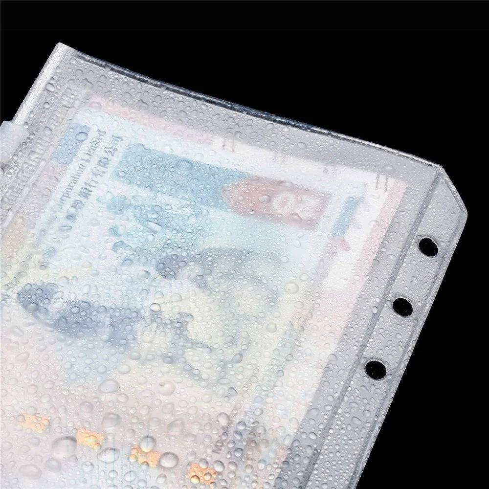 12Pcs Clear PVC A6 Binder Pockets Zipper Folders for 6-Ring Notebook Binder Files Reports Binder - 2