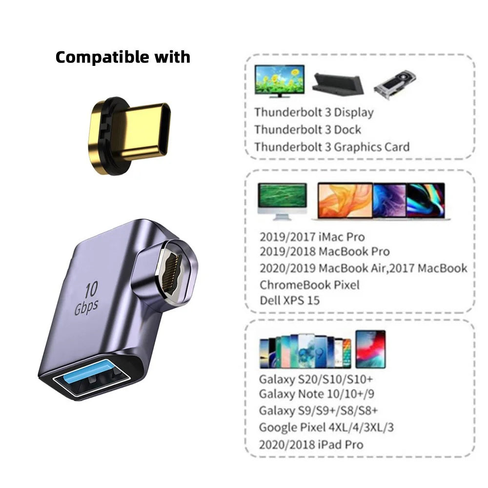UC-028-AF Magnetic USB-C Male to USB-A Female Elbow Adapter 10Gbps Data Transfer Converter - 3