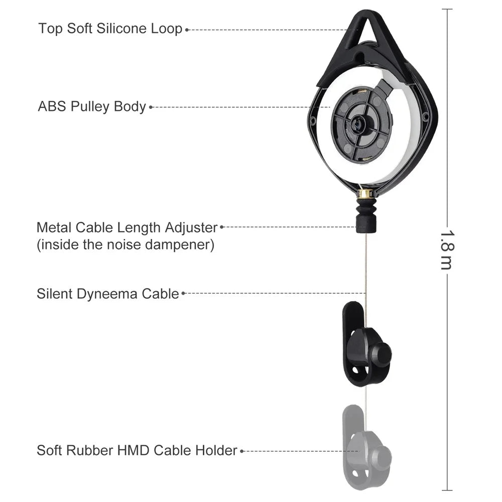 MFTDE 3Pcs for HTC Vive Pro/Oculus Rift/Oculus Quest Link/Oculus Quest 2 Retractable Ceiling Pulley VR Cable Management System - Black - 6