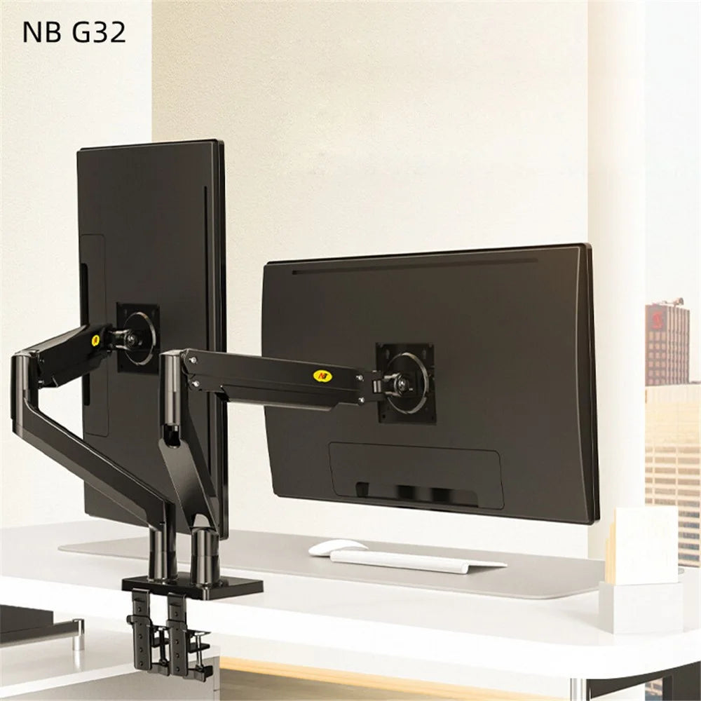 NORTH BAYOU G32 22-32 Inch Dual LCD LED Full Motion Monitor Mount with Gas Spring Arm - 3