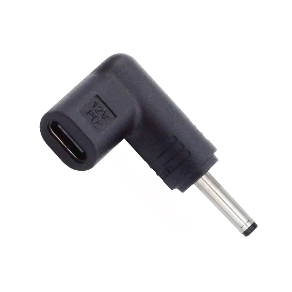 UC-090-3513MM Laptop Power Adapter USB 3.1 Type C Female to DC 12V Plug PD Emulator Trigger 90 Degree Angled Converter, DC3.5*1.3mm - 2