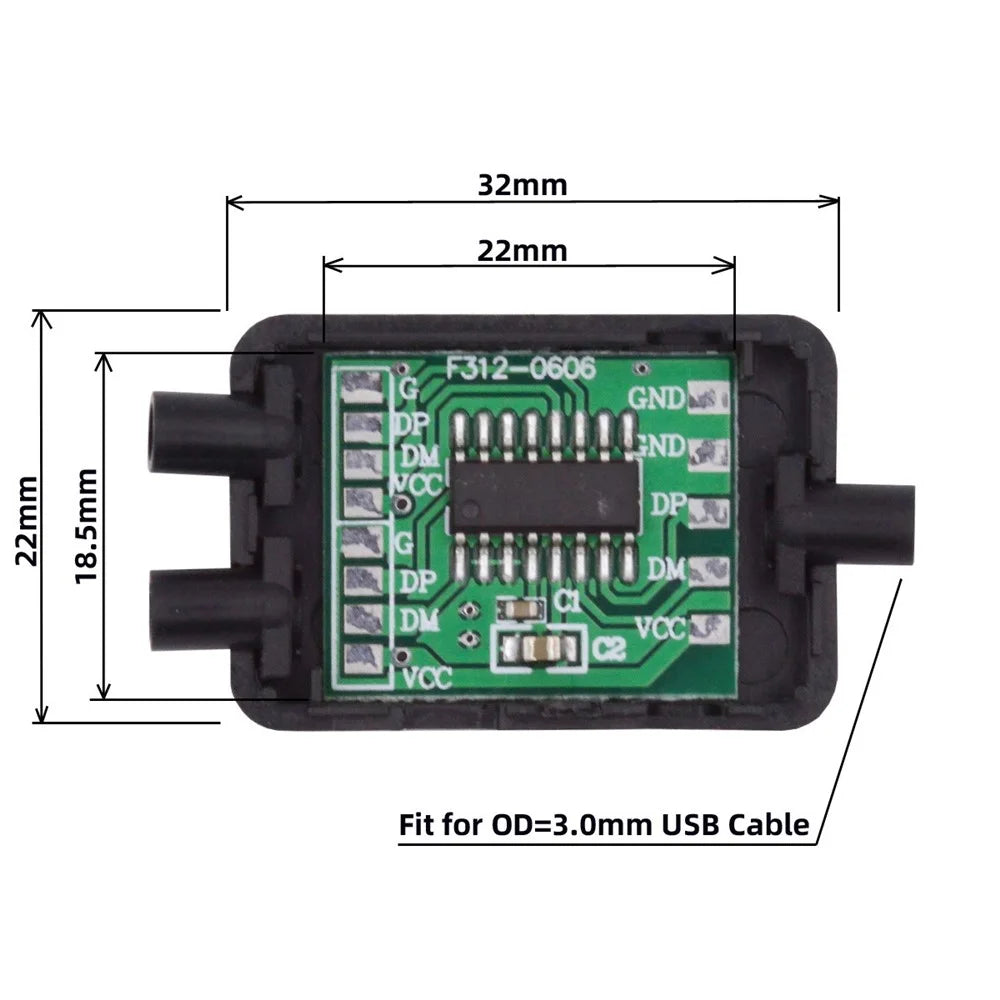 CN-003 PCBA for USB2.0 Ports Hub USB 1 to 2 Splitter with SR Cover for DIY OEM Parts 3.0mm Cable - 6