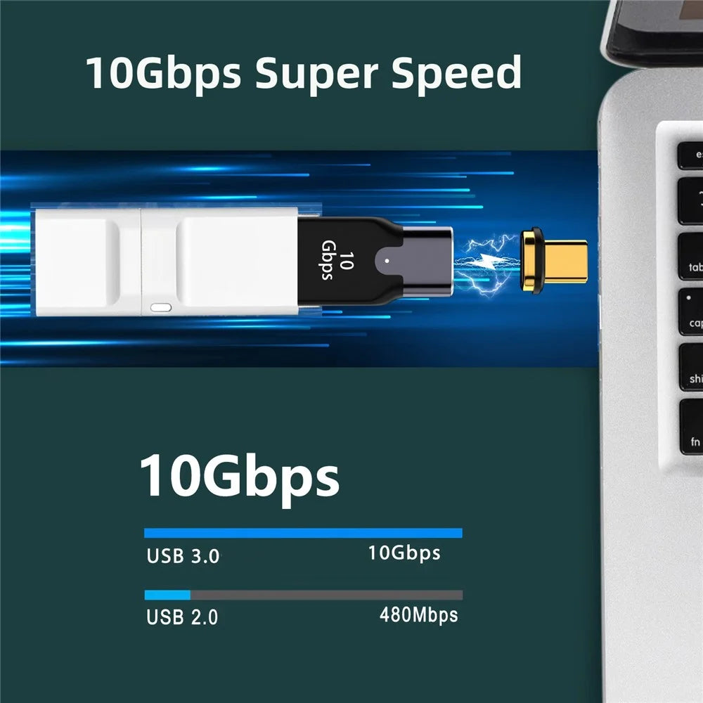 UC-028-AFB Magnetic Connector Type-C Male to USB 3.0 Female 10Gbps Data Transfer Adapter for Laptop Phone - 3
