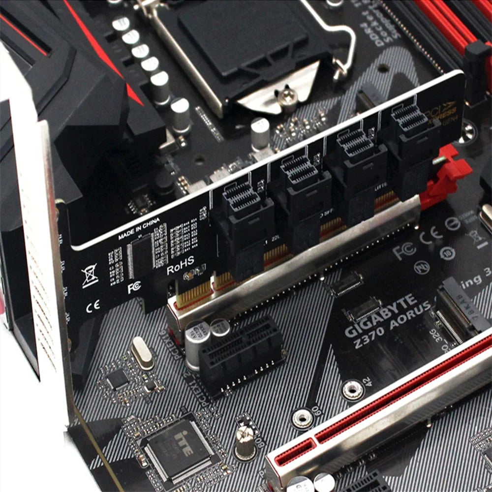 U2 PCIe X16 to 4 Ports U.2 NVME SFF-8643 SFF-8639 Expansion Card PCI Express 4.0 Split Card - 3