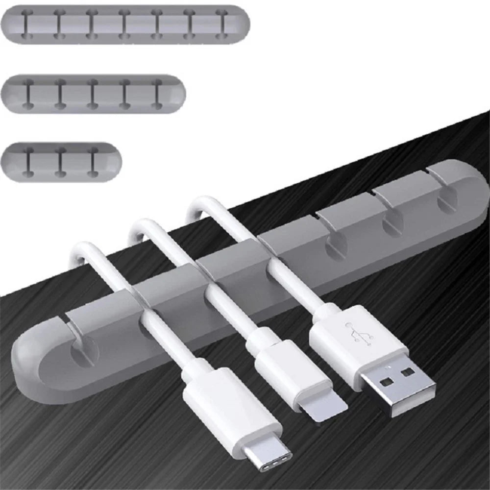 V-357 3Pcs / Set Self-adhesive Desktop Power Cord Fixing Base Silicone Data Cable Organizer - Black - 3