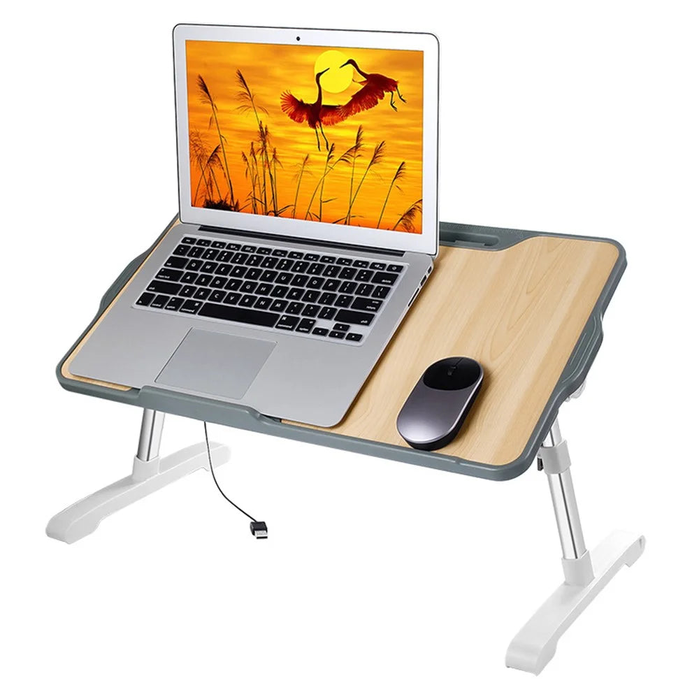 NBT400 Height Angle Adjustable Laptop Table with Cooling Fan Foldable Bed Sofa Laptop Tray - Black with Fan - 6