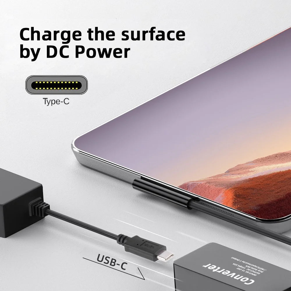 PW-016-TYPECF Type-C USB-C Female 65W DC 15V to Surface Pro 3 / 4 / 5 / 6 / 7 / 8 / 9 Charge Power Converter - 5