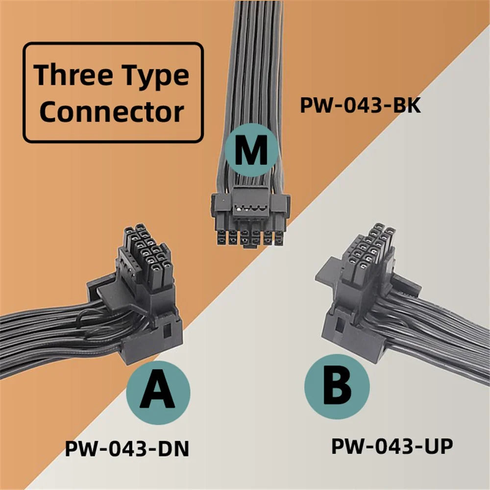 PW-043-DN 12VHPWR ATX3.0 PCI-E 5.0 Power Modular Down Angled Extension Cable for 3080 3090TI PSU 16Pin 12+4P Graphics Card - 4