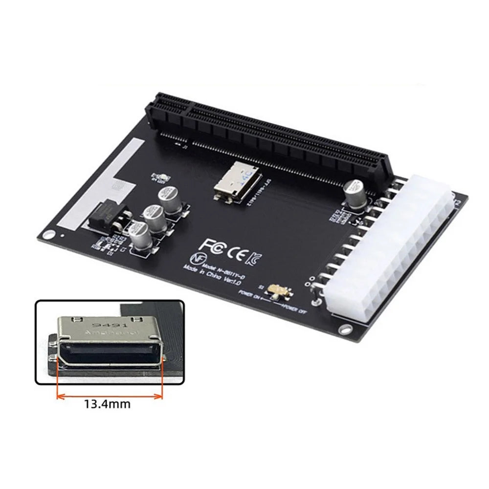 SF-059 4x Oculink SFF-8612 SFF-8611 to PCIE PCI-Express 16x Adapter with ATX 24-Pin Power Port for Mainboard Graphics Card - 2