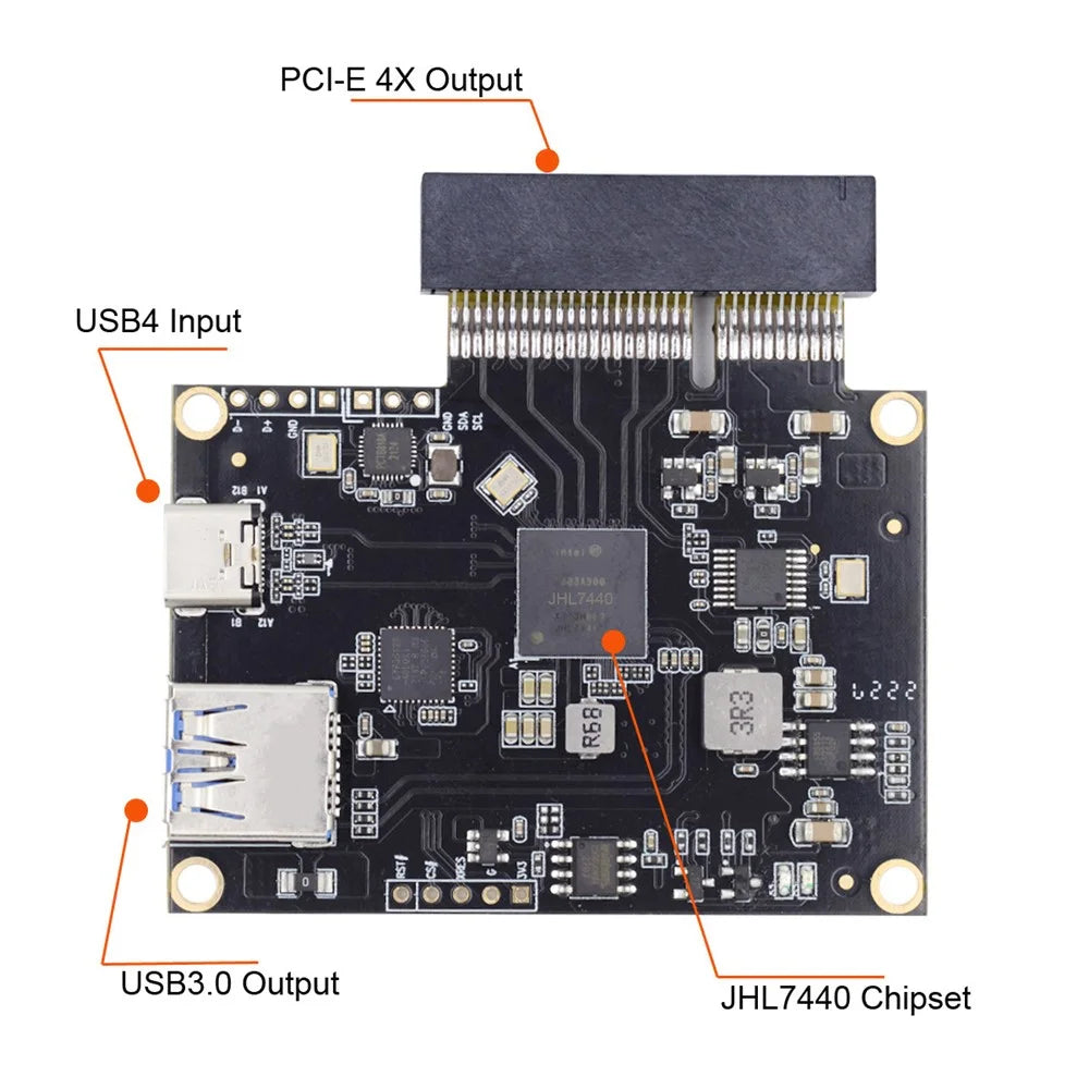UC-143 Type-C USB4 40Gbps to PCI-E SSD 4x Graphics Card Converter Cable USB4.0 40Gbps JHL7440 Chipset - 4