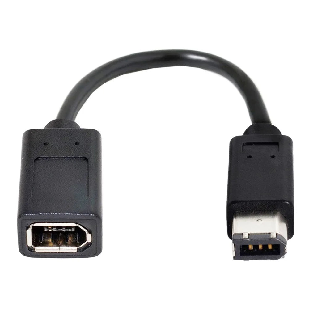 CA-001 20cm IEEE 1394 6Pin Female to 1394a 6Pin Male Extension Data Cable 400 to 400 Firewire - Black - 1