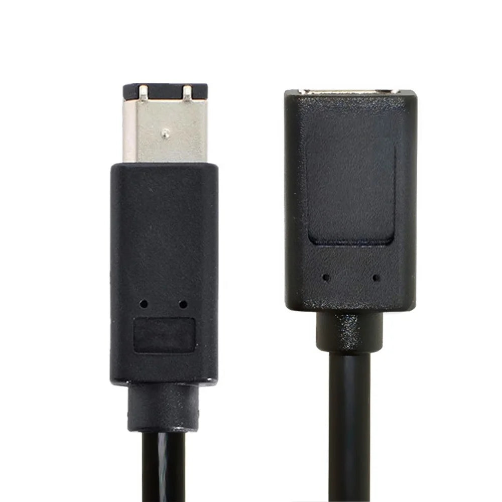 CA-001 20cm IEEE 1394 6Pin Female to 1394a 6Pin Male Extension Data Cable 400 to 400 Firewire - Black - 2