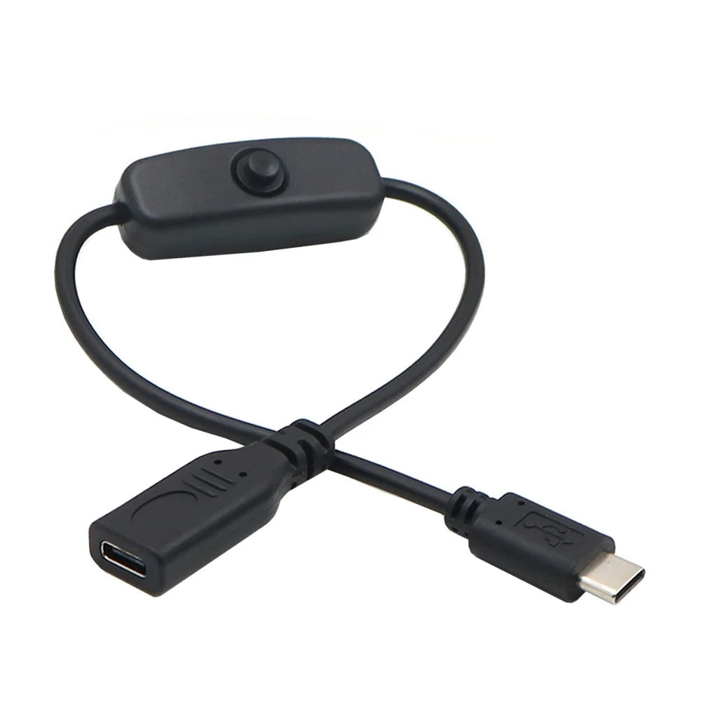 UC-148 Type-C Male to Female Cable USB-C Cable with On-Off Power Switch Button for Laptop Keyboard - 1