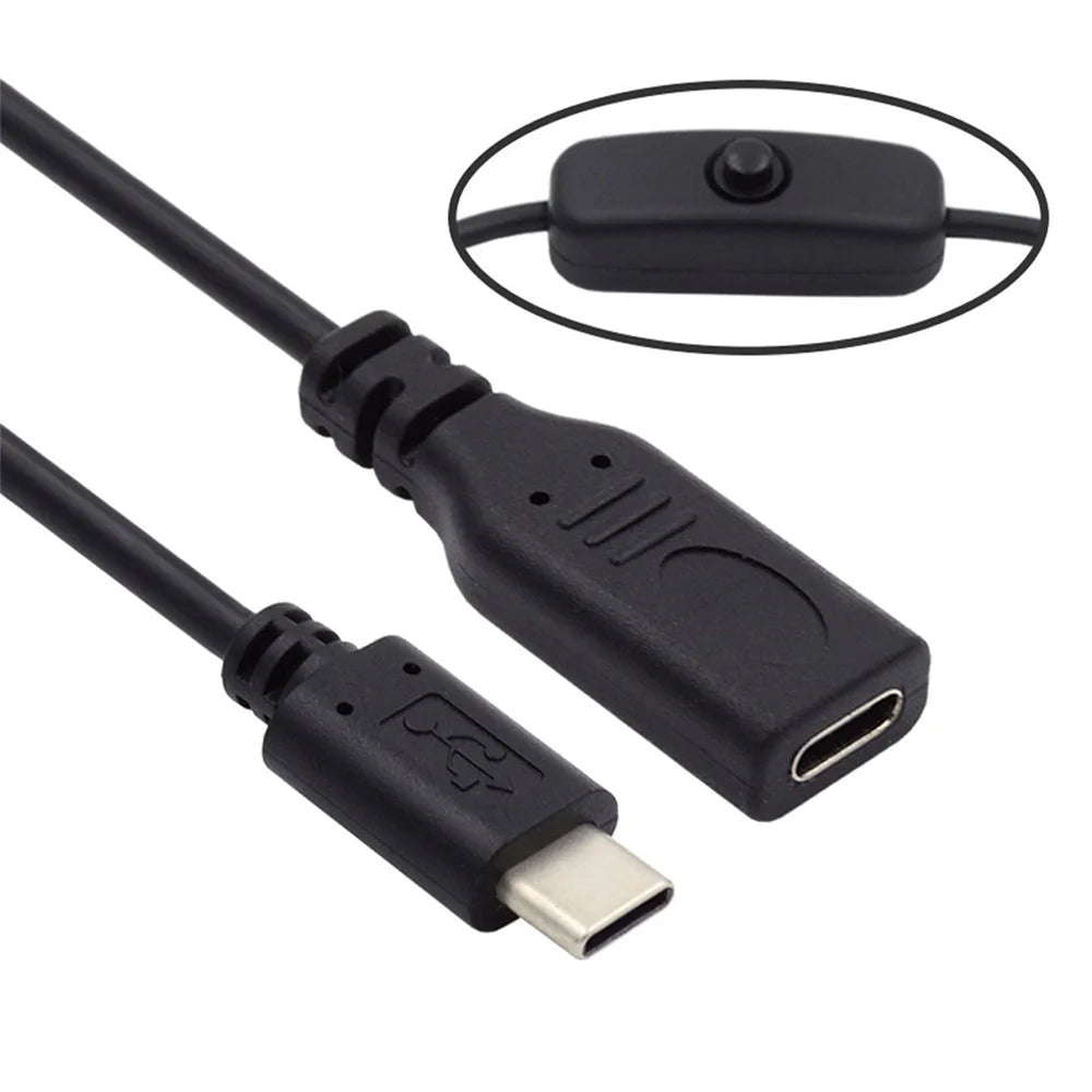 UC-148 Type-C Male to Female Cable USB-C Cable with On-Off Power Switch Button for Laptop Keyboard - 2