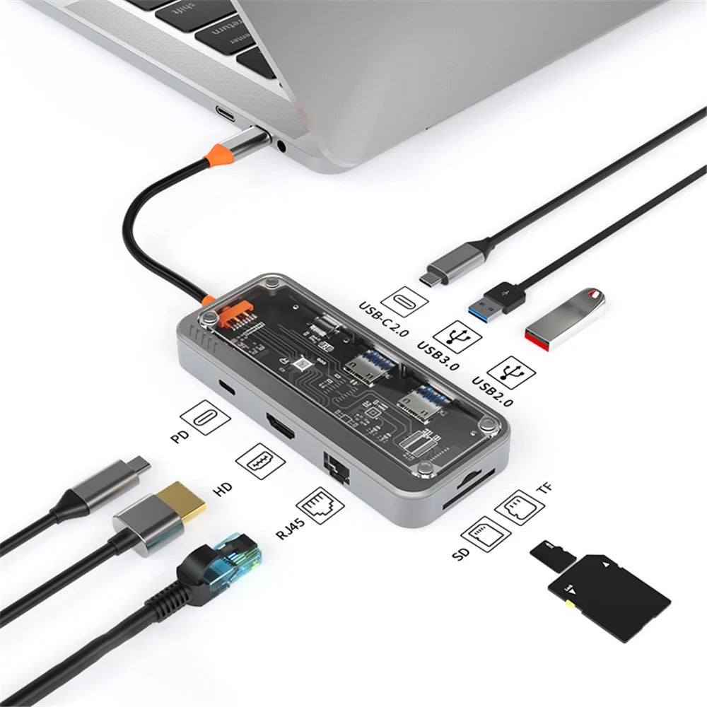 SW8V 8 in 1 Type-C Docking Station Portable USB Hub Adapter USB-C to USB3.0 / USB2.0 / Type-C2.0 / 100M Ethernet - 4