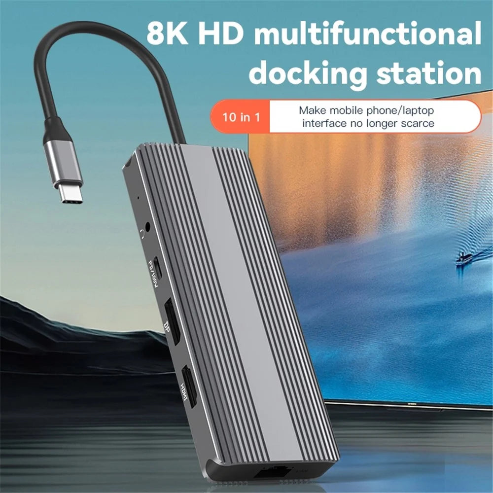 BLUEENDLESS HP105 Type-C Laptop Docking Station 10-in-1 Splitter Multiport USB 3.0 Extension Hub - 2