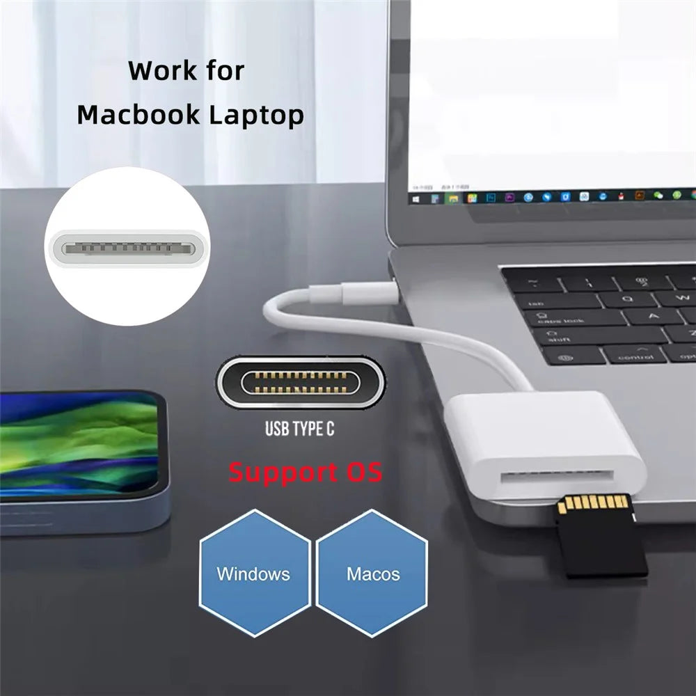 UC-155-SD001 USB 2.0 USB-C to Standard SD SDXC SDHC Card Reader Adapter for MacBook Laptop Tablet Phone - 2