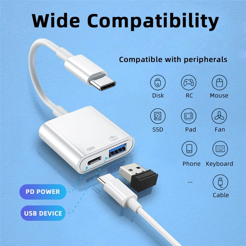 UC-155-TC002 Type-C to Type-A USB3.0 Female with PD Power Charge Adapter Compatible with Macbook Laptop Tablet Phone - 4