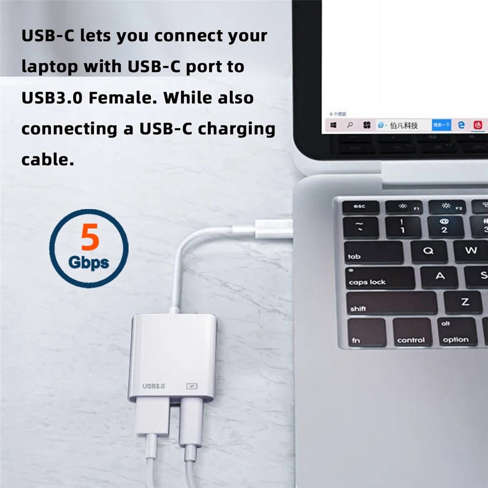 UC-155-TC002 Type-C to Type-A USB3.0 Female with PD Power Charge Adapter Compatible with Macbook Laptop Tablet Phone - 6