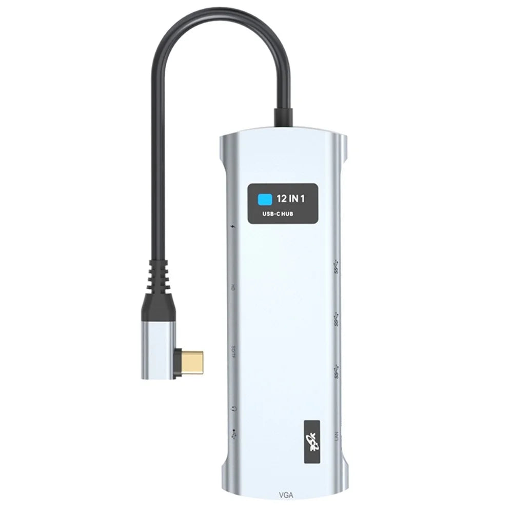 Z261 USB3.1 to PD+USB3.0x3+Type-C+SD / TF+RJ45+3.5mm+DP+HD+VGA 12-in-1 Hub - 1