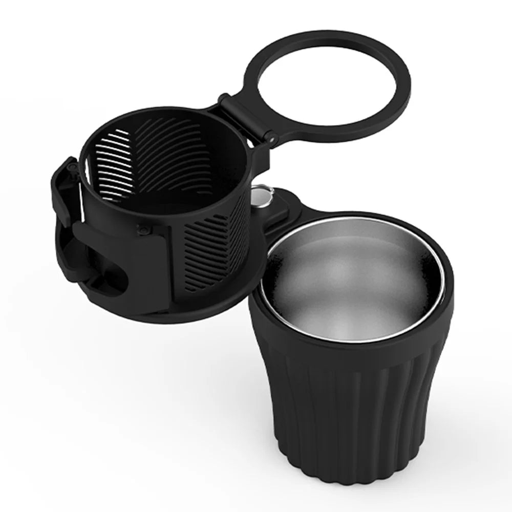 Rotation Car Cup Holder ABS+Stainless Steel Bottle Organizer for Convenient Driving - 1