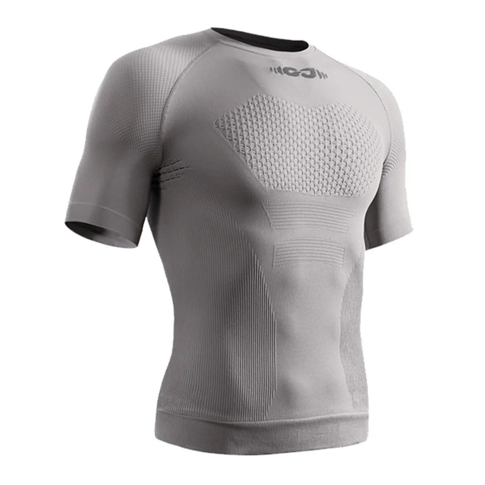 GOLOVEJOY JS02 Outdoor Sports Breathable Men Compression Short Sleeve Top for Cycling Running, Size M - Grey - 1