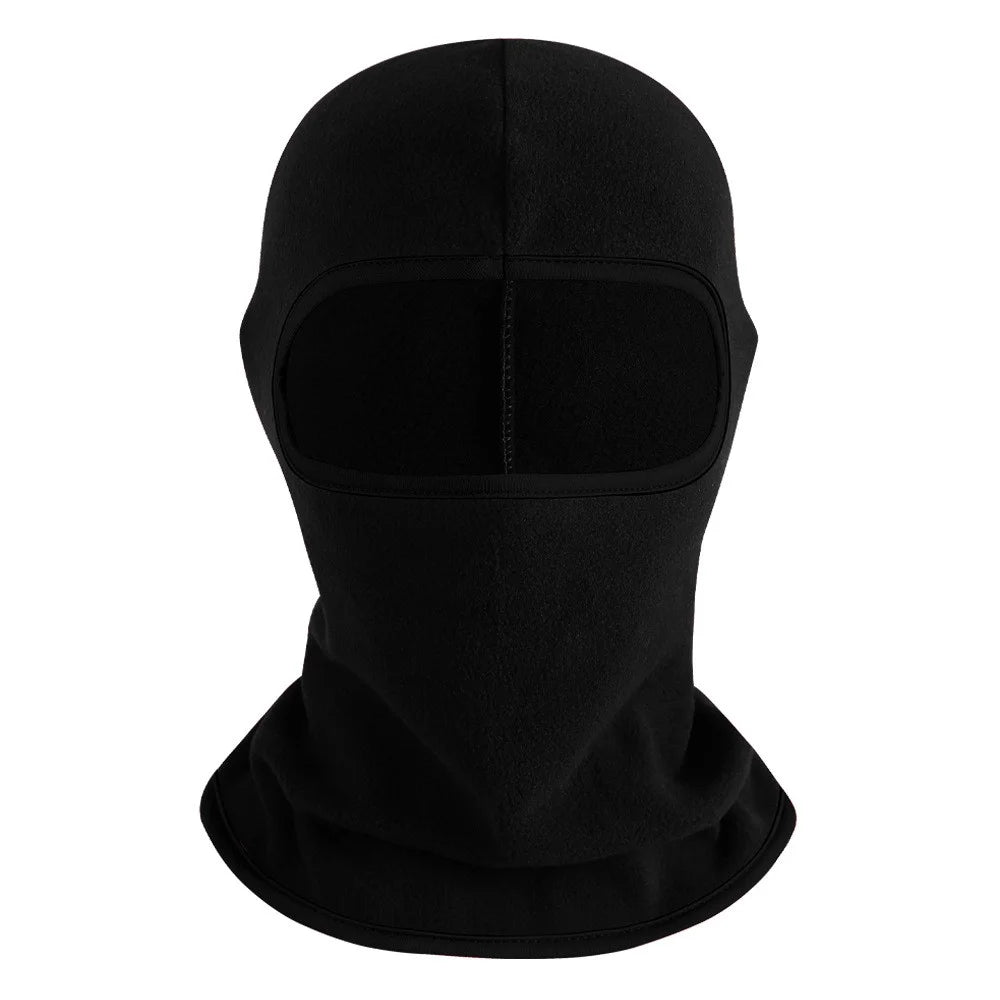 Autumn Winter Thermal Polar Fleece Balaclava Full Face Mask for Outdoor Cycling Skiing - Black+Black Edge - 1