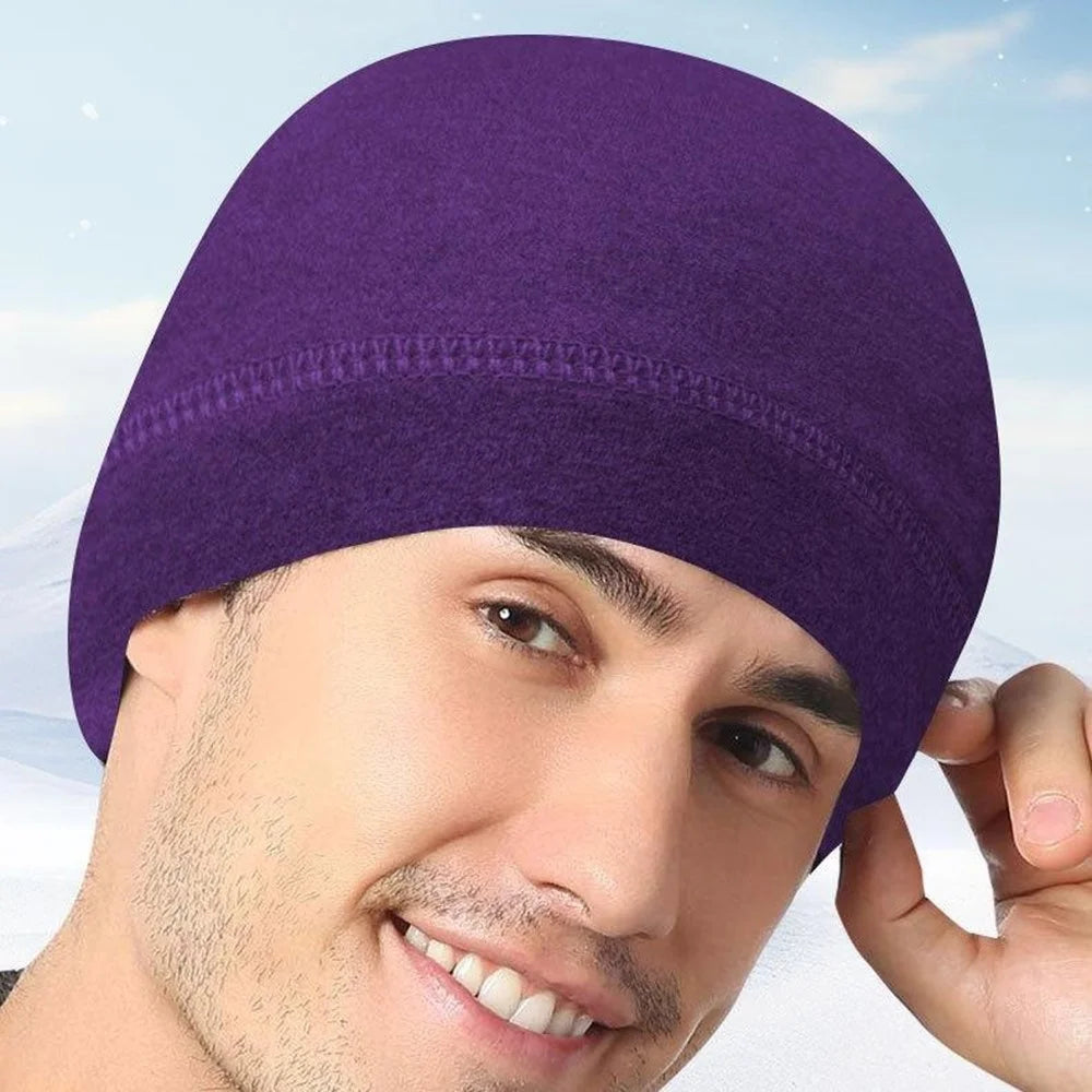 Outdoor Cycling Skiing Beanie Hat Ear Warmer Autumn Winter Windproof Helmet Liner Cap - Black - 2