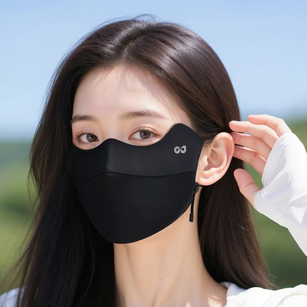GOLOVEJOY XKZ72 UPF50+ Sun Protection Face Mask Summer Cooling Ice Silk Breathable Face Shield for Men Women - Light Gray - 6