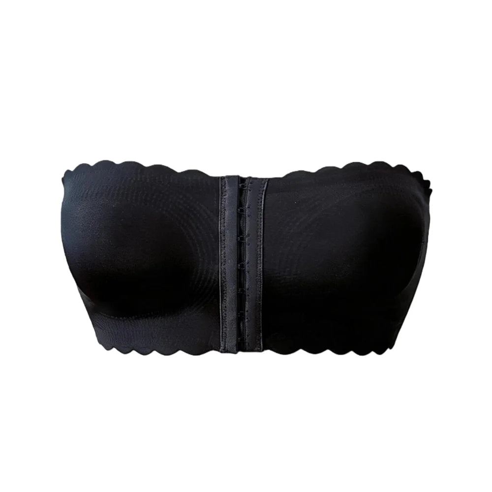 ZERILUNA Sexy Wave Edge Seamless Invisible Bra with Front Closure Push Up Strapless Brassiere - 2