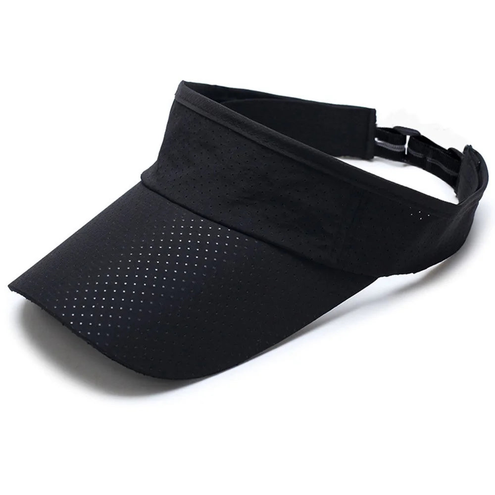 Sun Visor Hat Wide Brim Summer Sun UV Protection Beach Sport Cap Golf Tennis Quick-Drying Hat - Black - 1