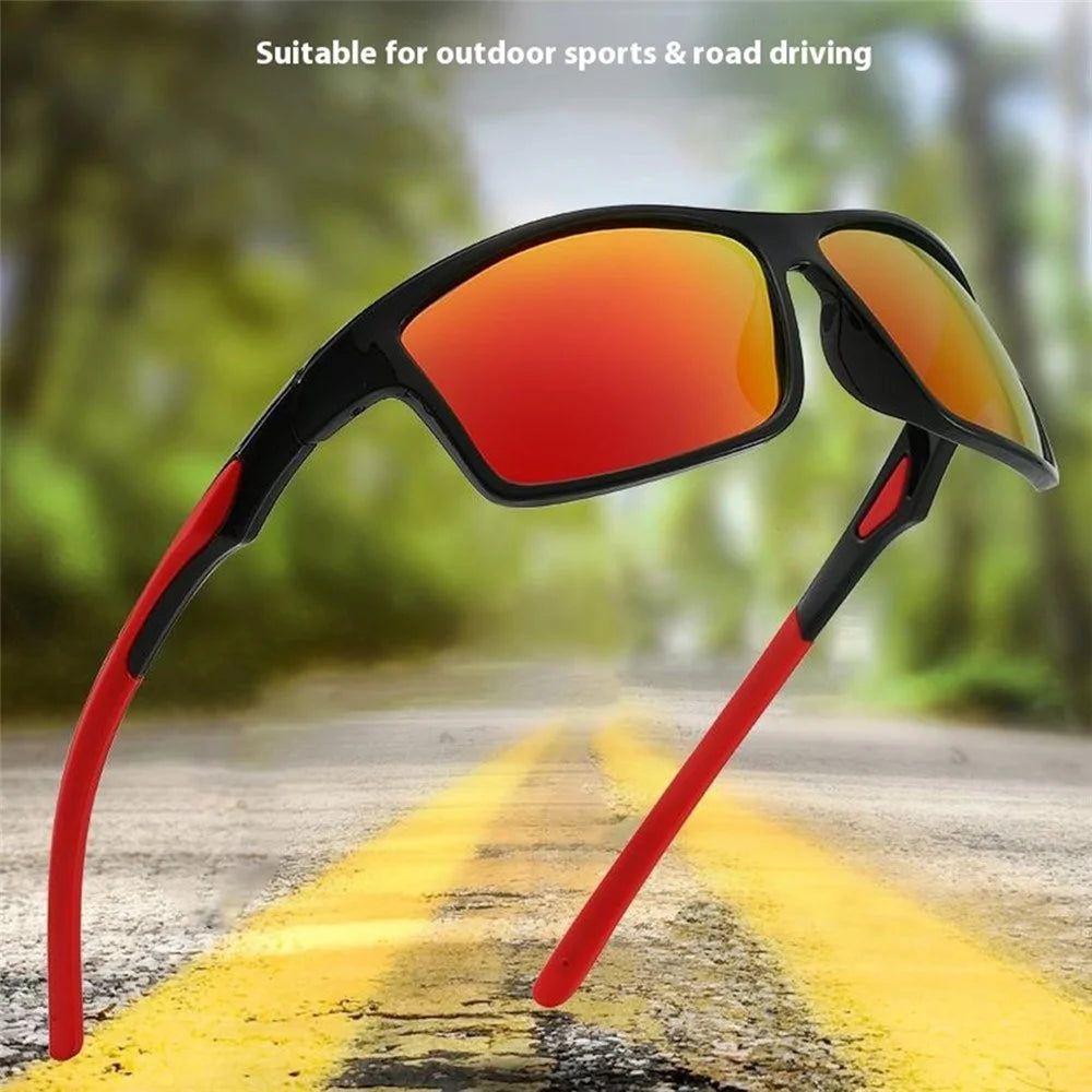 8517 Photochromic Sunglasses Wrap-Around Polarized Sun Glasses UV400 Protection - Black + Red / Red Mirrored Lens - 3