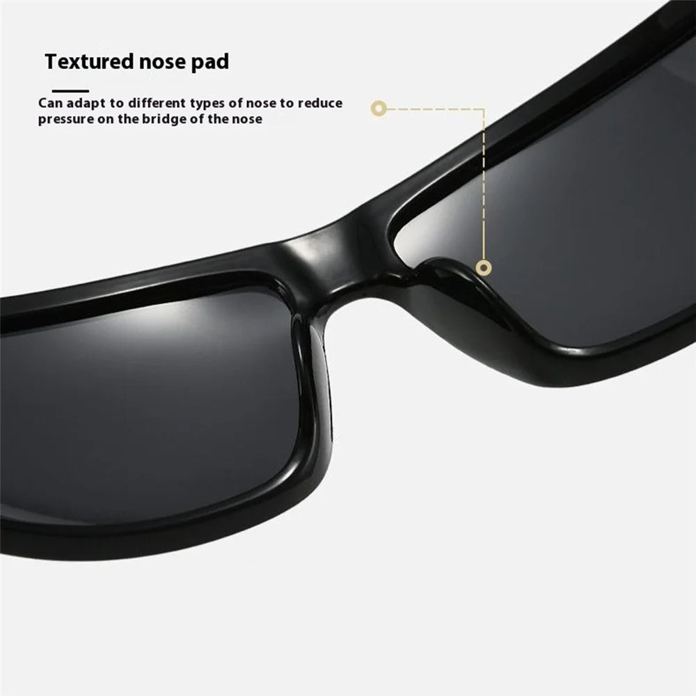 8517 Photochromic Sunglasses Wrap-Around Polarized Sun Glasses UV400 Protection - Black + Red / Red Mirrored Lens - 7