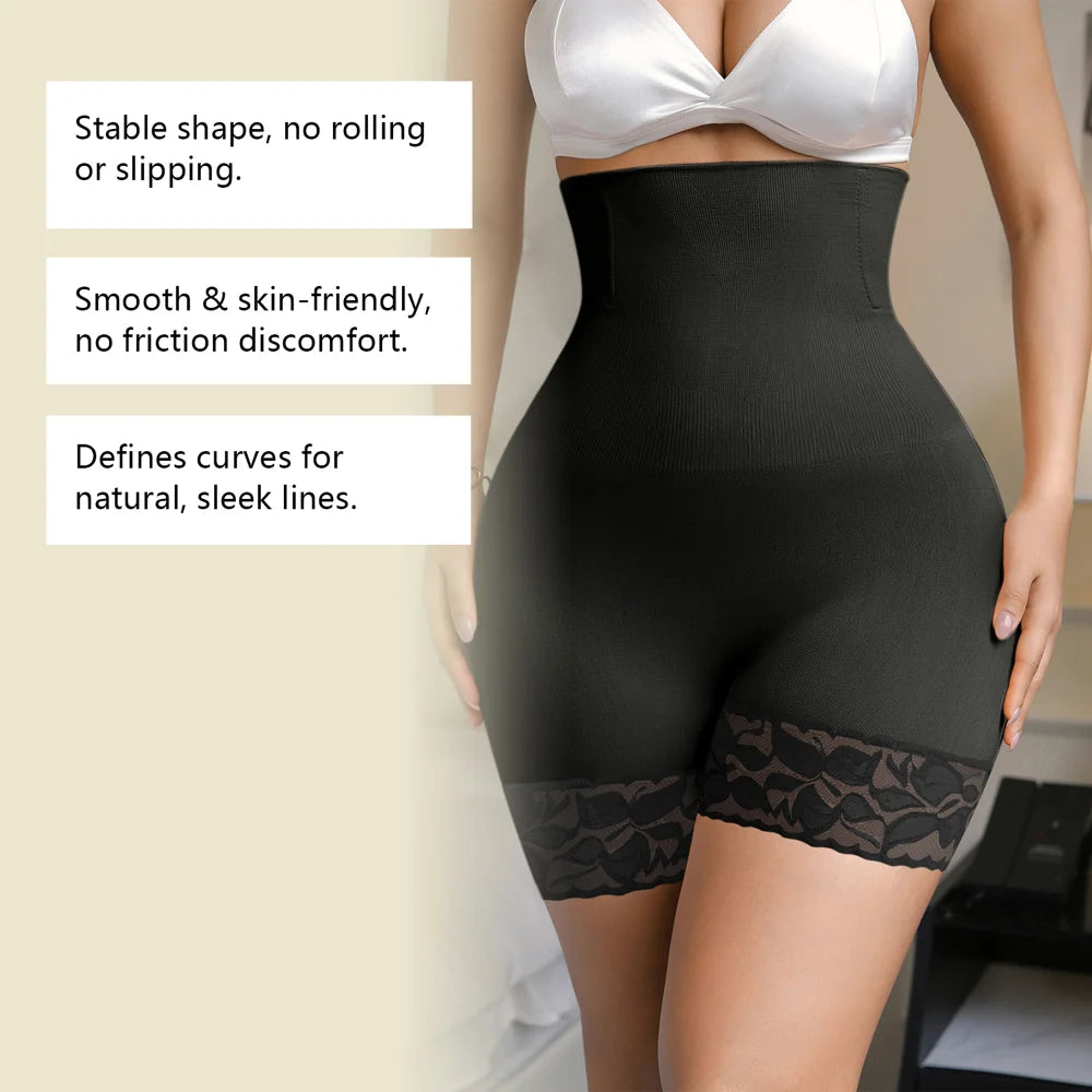 ZERILUNA Women High Waist Tummy Control Shorts Shapewear Breathable Underwear with Lace Hem - 5
