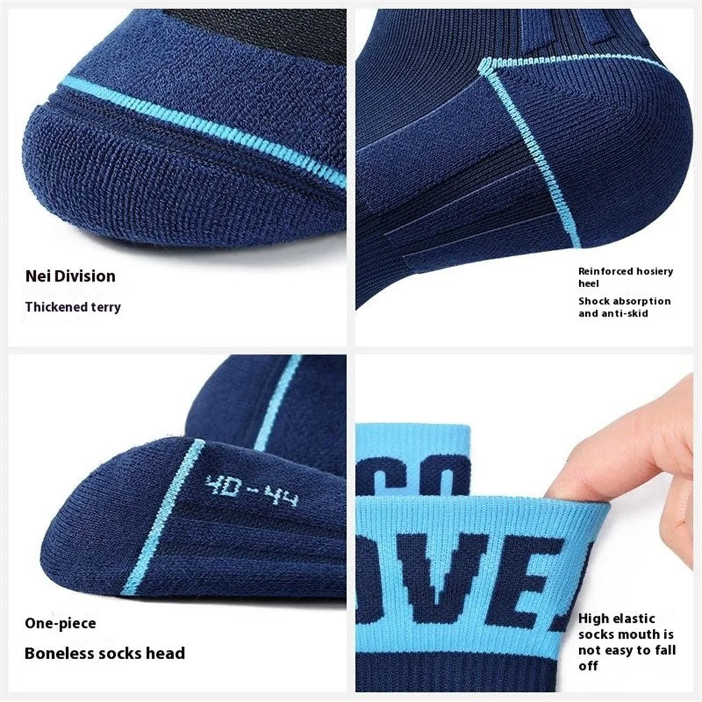 GOLOVEJOY DWZ15 1 Pair Outdoor Sports Socks Thickened Cotton Middle Tube Socks, Size: 40 - 44 - Dark Blue - 7