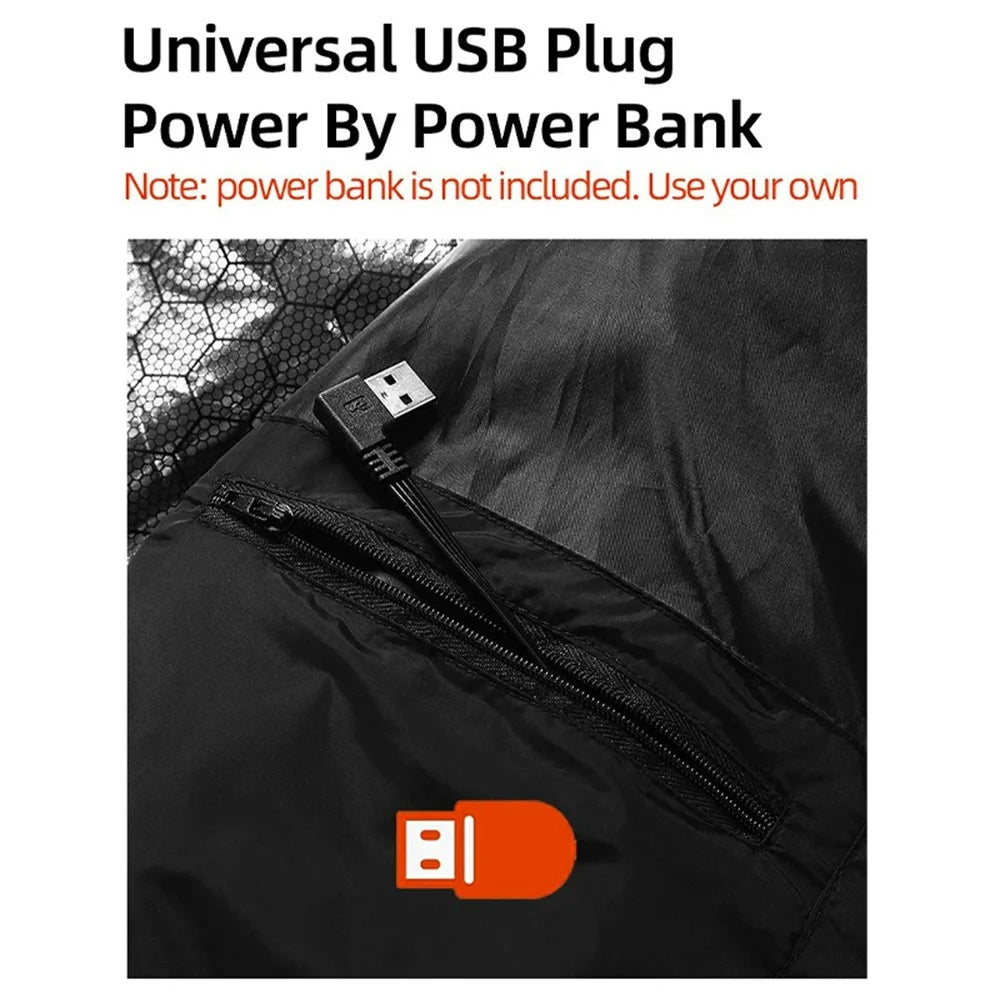 M01 Outdoor Electric Heated Winter Vest Men Women 21 Heating Zones 3-Gear Warm Jacket (Without Power Bank) - Black / S - 6