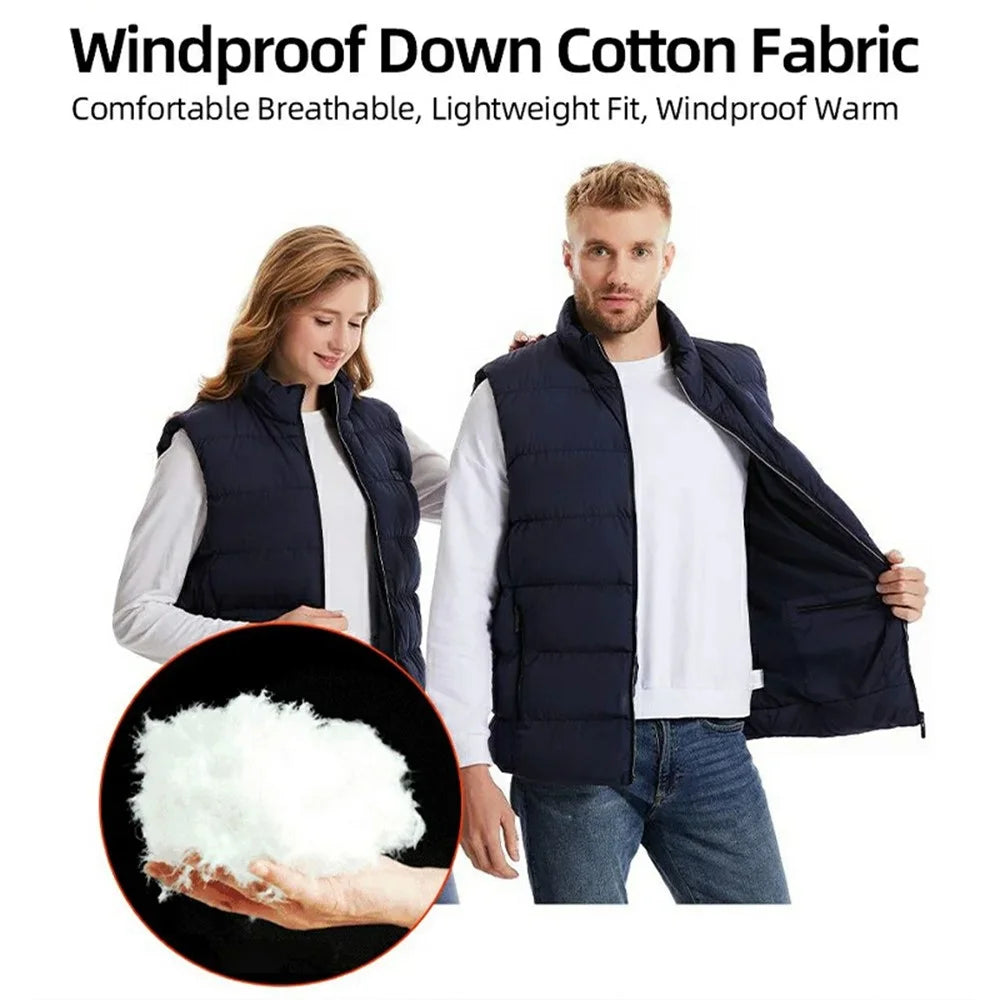 M01 Outdoor Electric Heated Winter Vest Men Women 21 Heating Zones 3-Gear Warm Jacket (Without Power Bank) - Black / S - 7