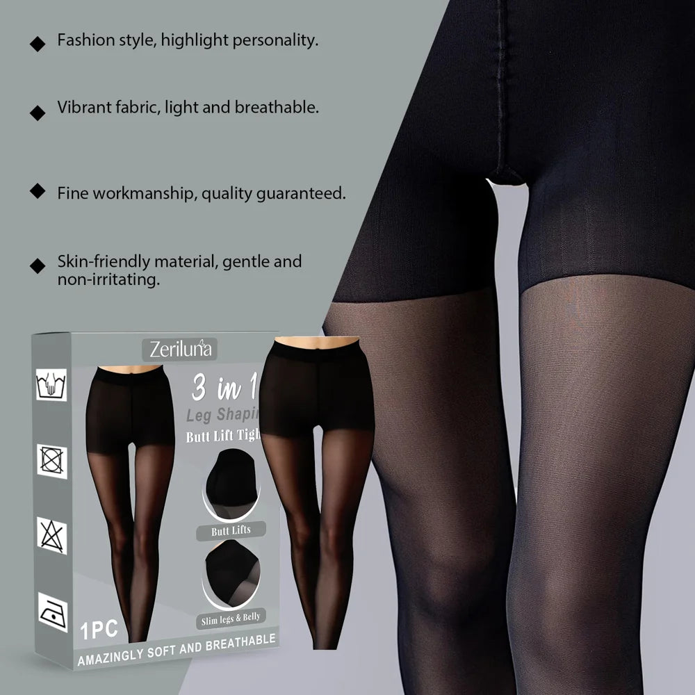 ZERILUNA Leg Shaping Pantyhose for Women High Elasticity Cashmere Butt Lift Tights - 1 Piece - 4