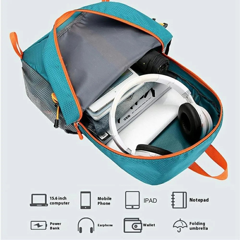 VANAHEIMR 528 Foldable Hiking Backpack Lightweight Polyester Laptop Storage Outdoor Travel Bag - Lake Blue - 2