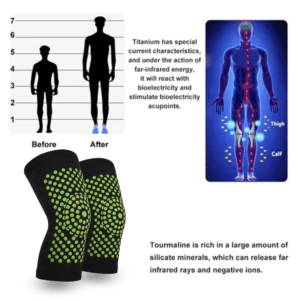 HOUKEA 1 Pair Far Infrared Titanium Ion Knee Guard Mugwort Extract Joint Support Knee Brace for Outdoor Sports - 1 Pair - 3