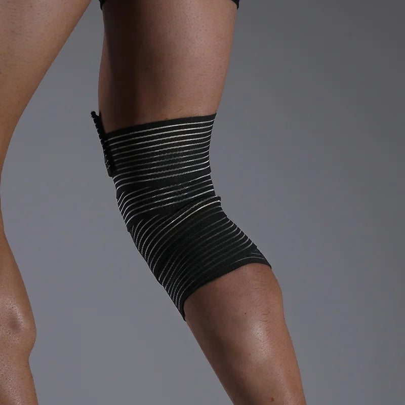 VBOSI 8224V 1Pc Adjustable Knee Support Strap 180cm Elastic Compression Bandage for Cycling Running Fitness - Black - 4