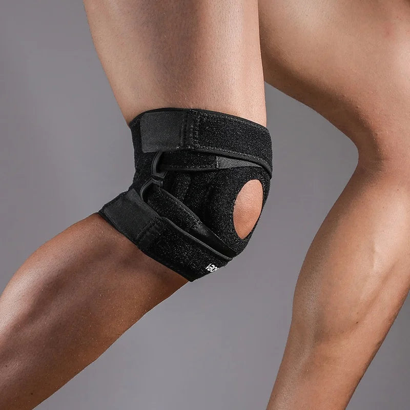 VBOSI 9038V 1Pc Sports Knee Pad Spring Stabilizer Compression Knee Support for Basketball Cycling Running - Black - 1