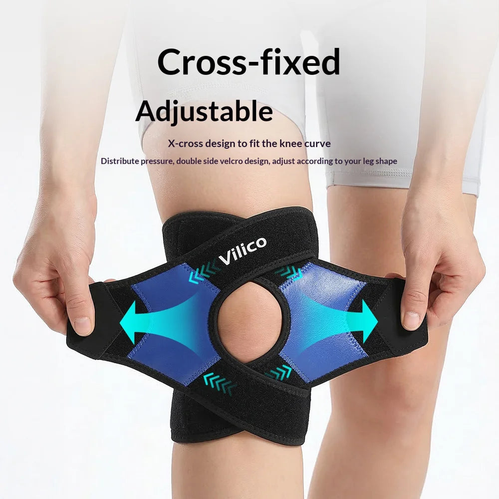 VILICO AB197 1Pc X-Shaped Cross Strap Professional Sports Knee Brace Support for Running Basketball Cycling - M/Blue - 5