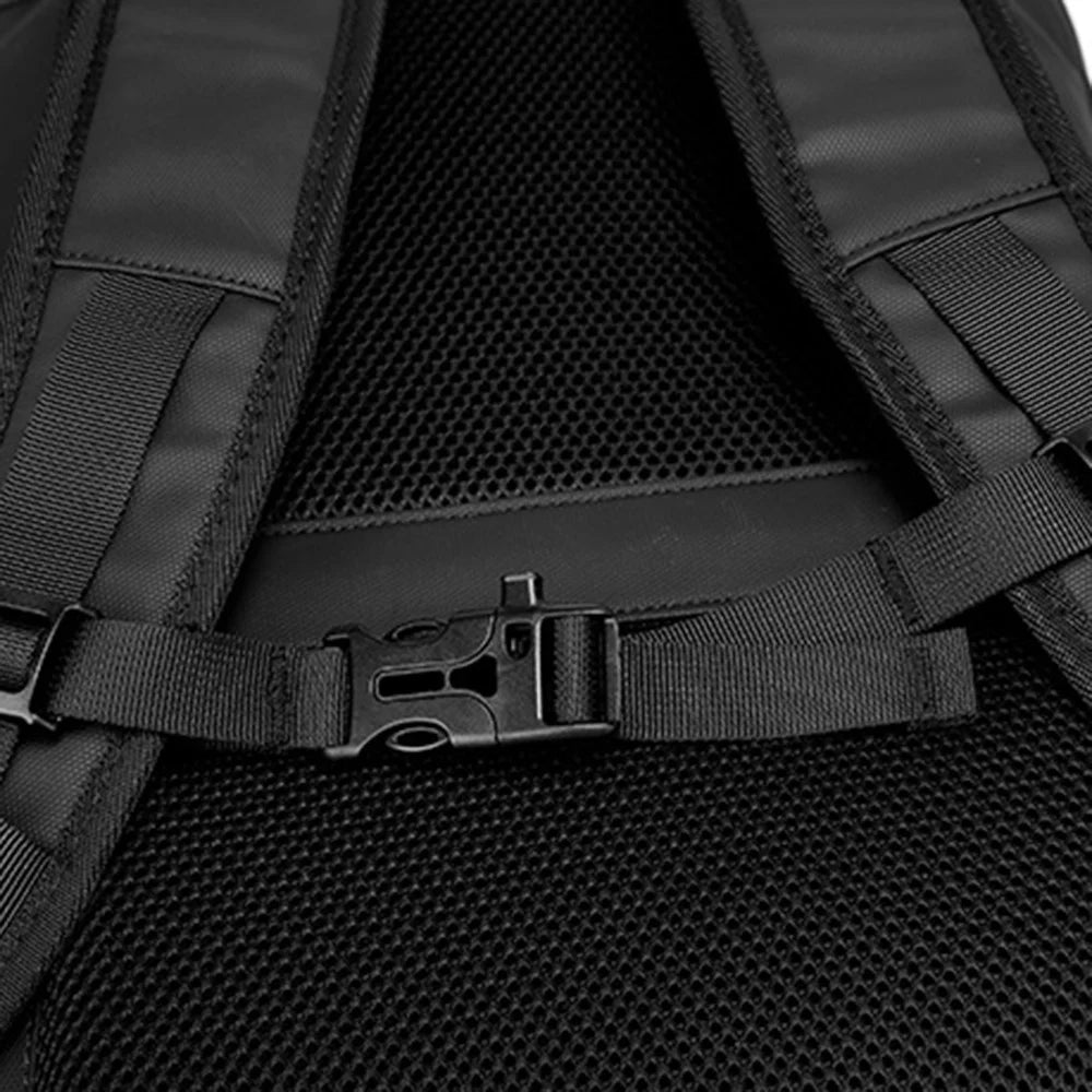 OUTWALK Business Style Oxford+Polyester Shoulder Bag Splash-Proof 36-55L Large Backpack for Women, Men - Elegant / Black - 6