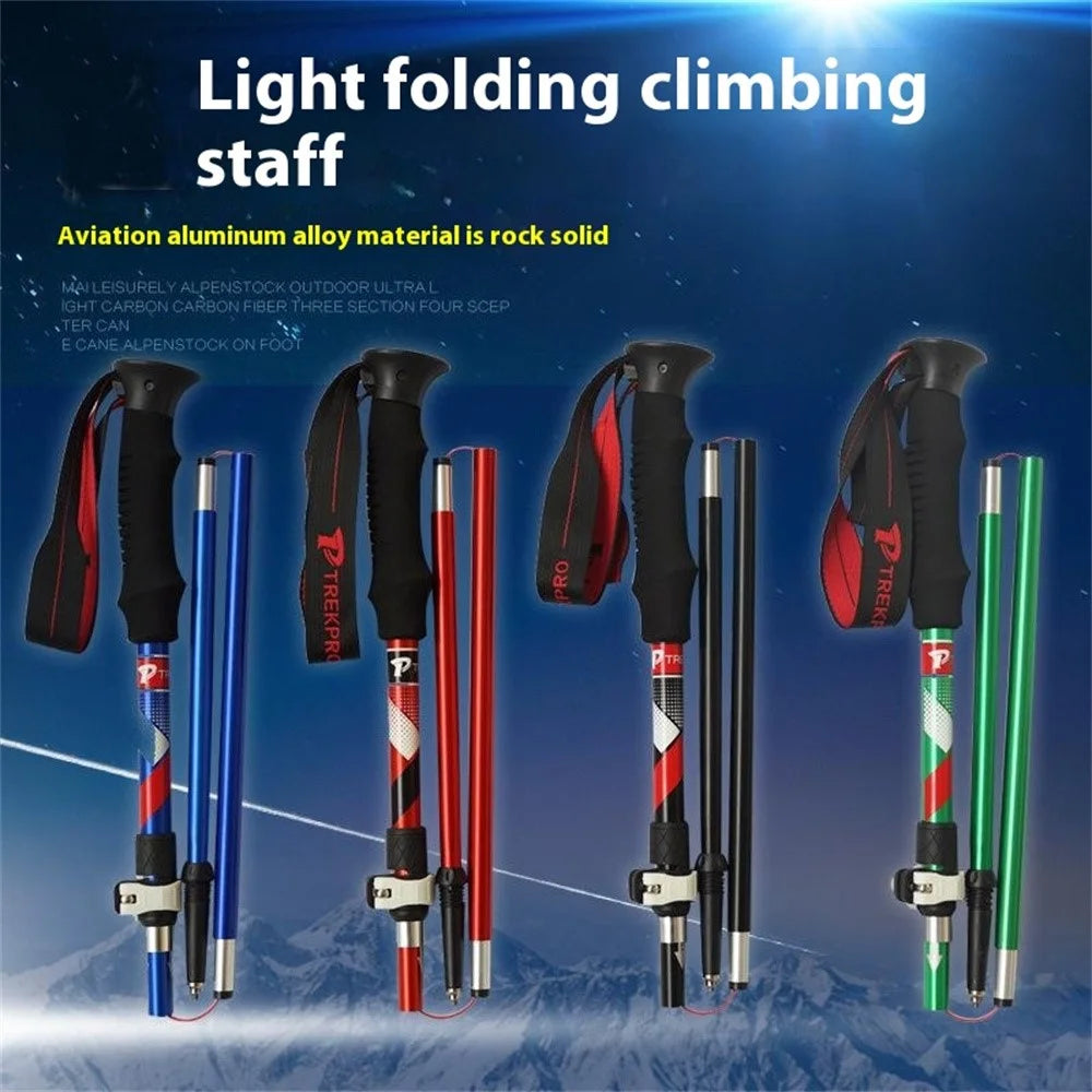 TREKPRO TP601 110-125cm 5-Section Trekking Pole Portable Lightweight Aluminum Alloy Folding Hiking Stick - Blue - 2
